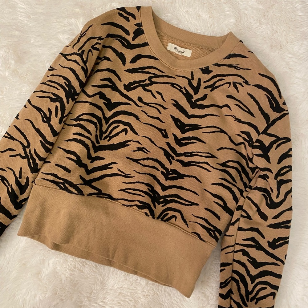 madewell zebra print crewneck